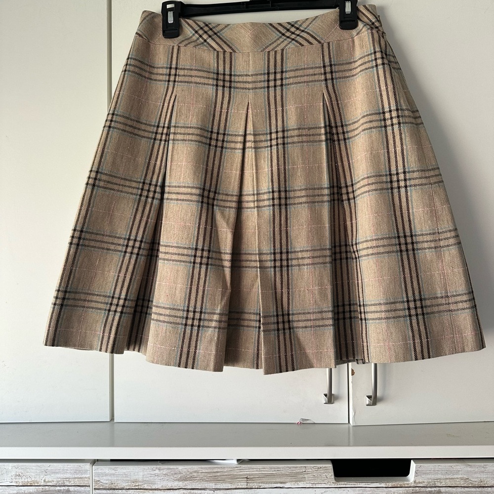 🤎 Casual Corner Plaid Pleated Wool Blend Skirt Preppy Size 4